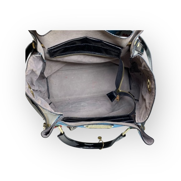 Nicole Lee ᯾ Striped Patchwork 'Have Fun' Satchel Handbag Bag ᯾ Vegan Leather ᯾ - Picture 13 of 16